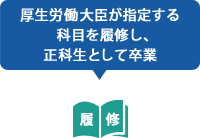 厚生労働大臣が指定する科目を履修し、正科生として卒業